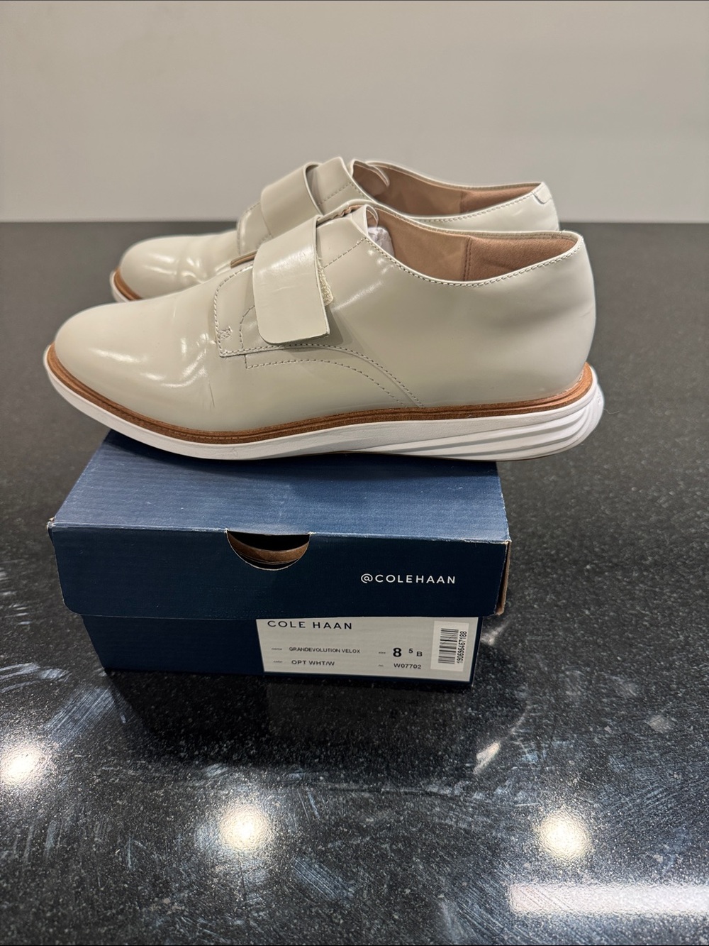 Cole Haan Opt White Leather Velcro Loafers